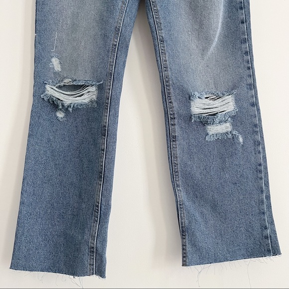 ASOS NA-KD Straight Leg Ripped Jeans in Light Blue - Picture 7 of 13